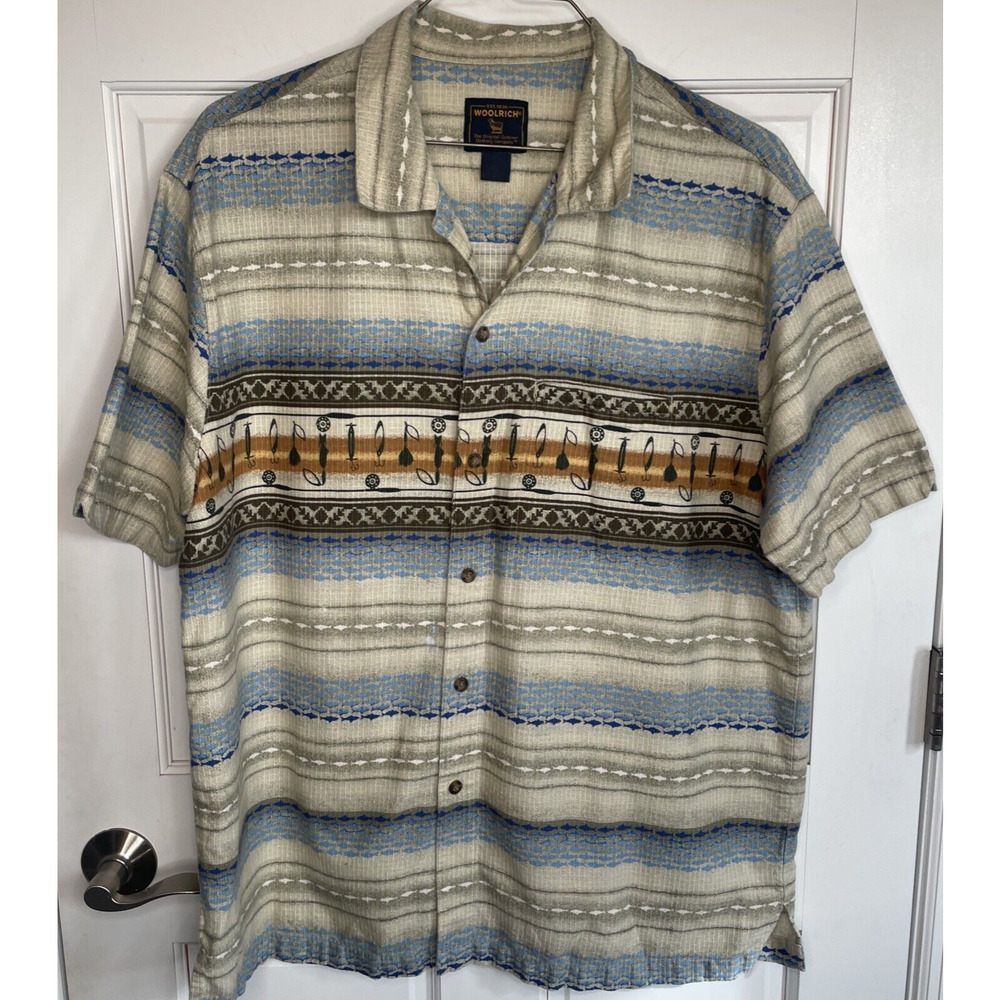 VTG Woolrich Men's Fisherman Button Down Shirt XL Cotton Outdoor Casual Sports
